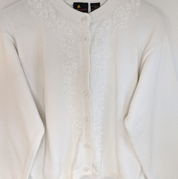 Vintage 90s  Coquette Girl Embroidered Cropped Cardigan - Picture 5 of 10